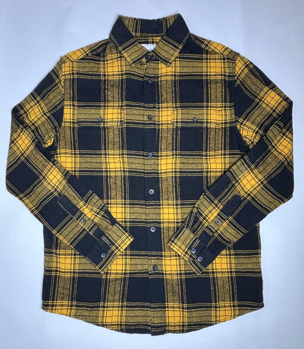 Goodfellow & Co Flannel Shirt Mens Medium Yellow Black Plaid